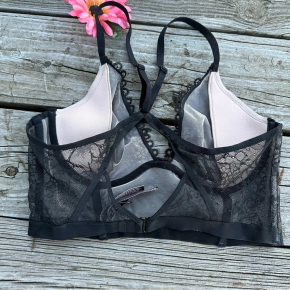 Victoria Secret Very Sexy Unlined Plunge Black Lace Bra 34C - Picture 2 of 6